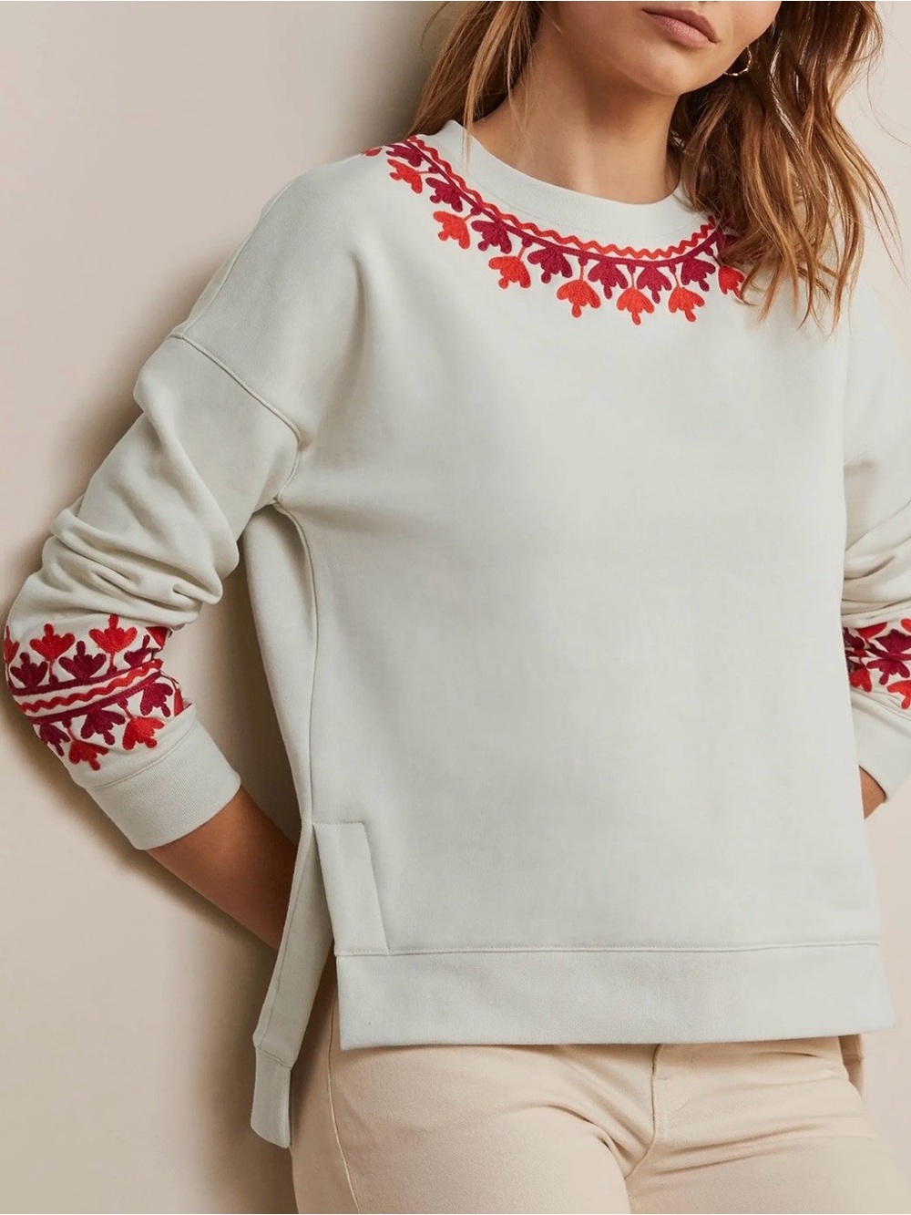 Boden Jasmine Embroidered Sweatshirt